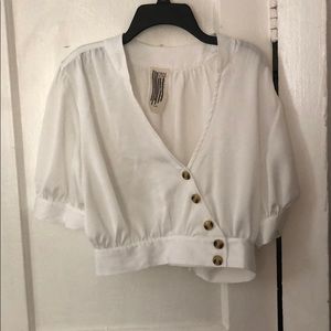 Free people cropped white shirt